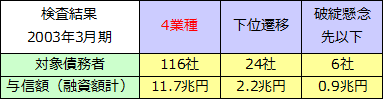 特別検査（2003年3月期）